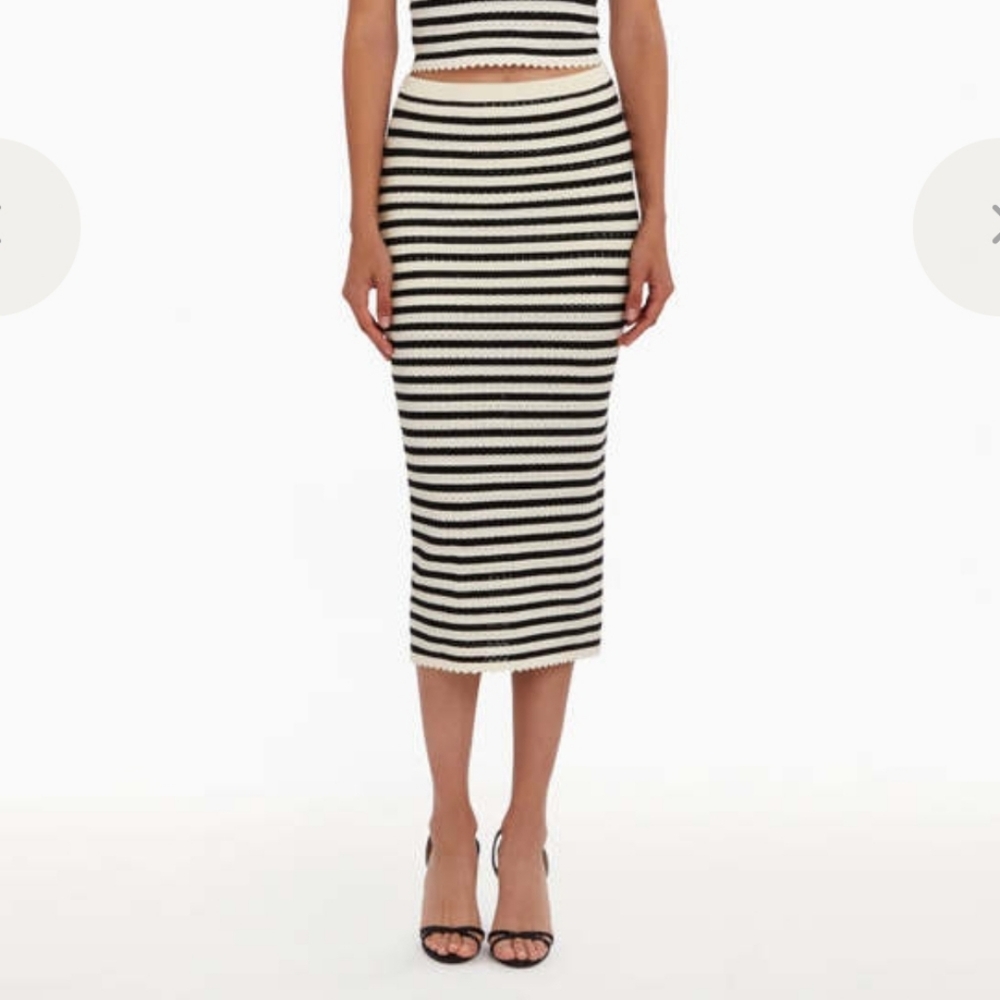 AMANDA UPRICHARD SEINE SKIRT BLACK CREAM STRIPE‎ S - Picture 12 of 12